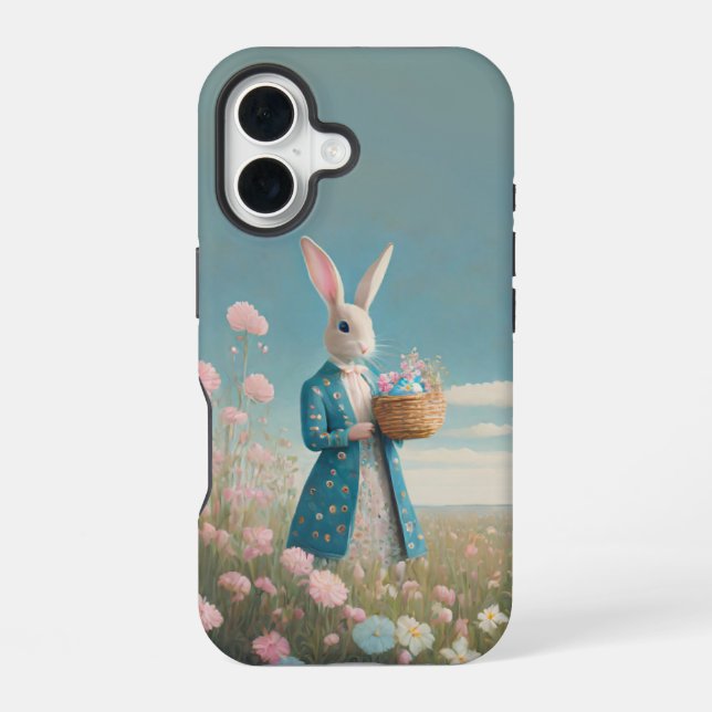 Easter bunny with Easter Eggs Happy Easter iPhone 16 Case (Back)