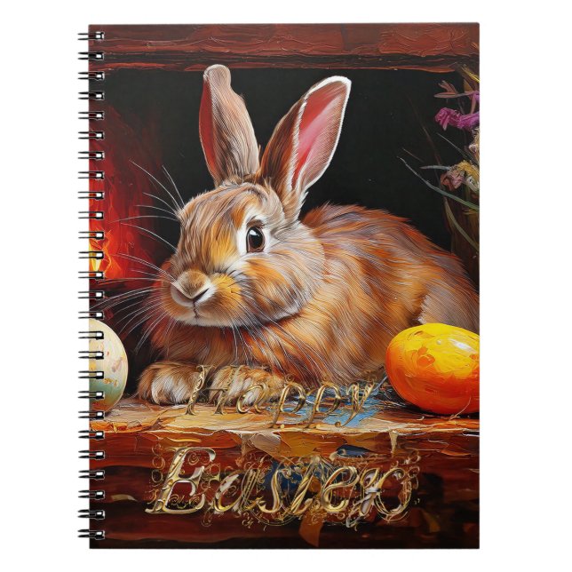 Easter bunny with Easter eggs Happy Easter Notebook (Front)
