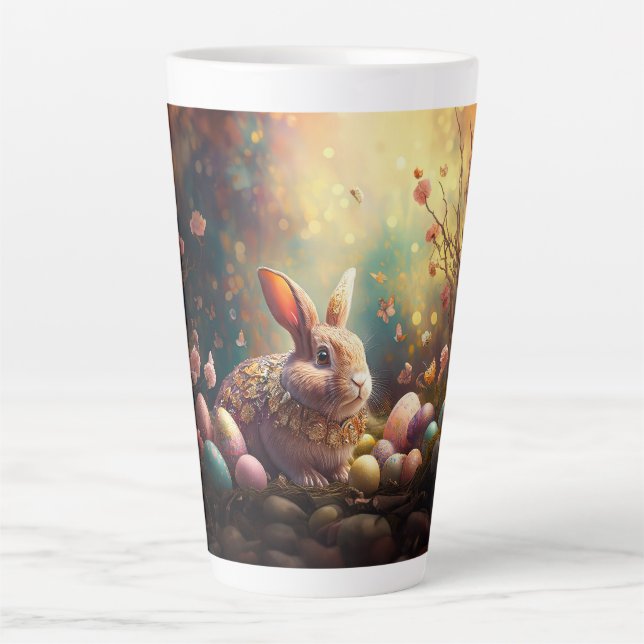 Easter Bunny with Easter Eggs Latte Mug (Front)