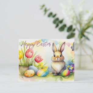  Easter bunny with easter eggs  Postcard