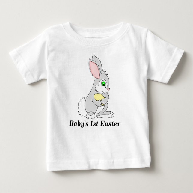 Easter Bunny with Egg Personalised Baby T-Shirt (Front)