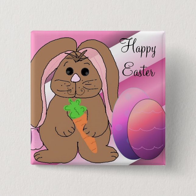 Easter Bunny With Eggs 15 Cm Square Badge (Front)
