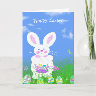 Easter Bunny With Eggs Card