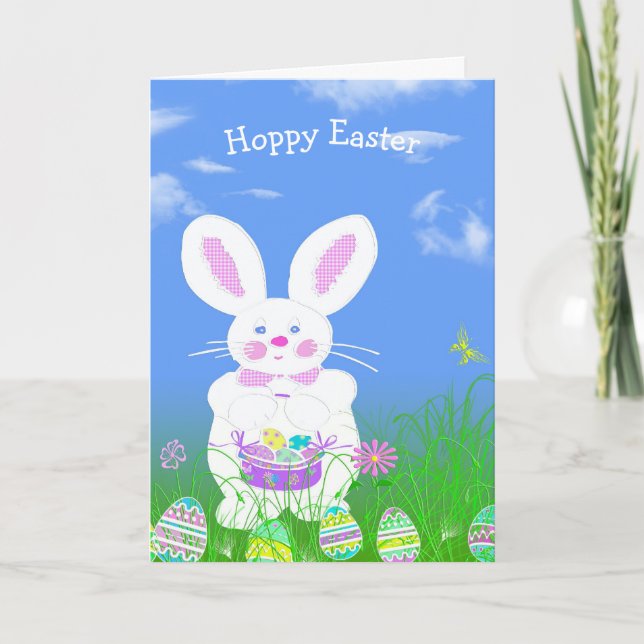 Easter Bunny With Eggs Card (Front)