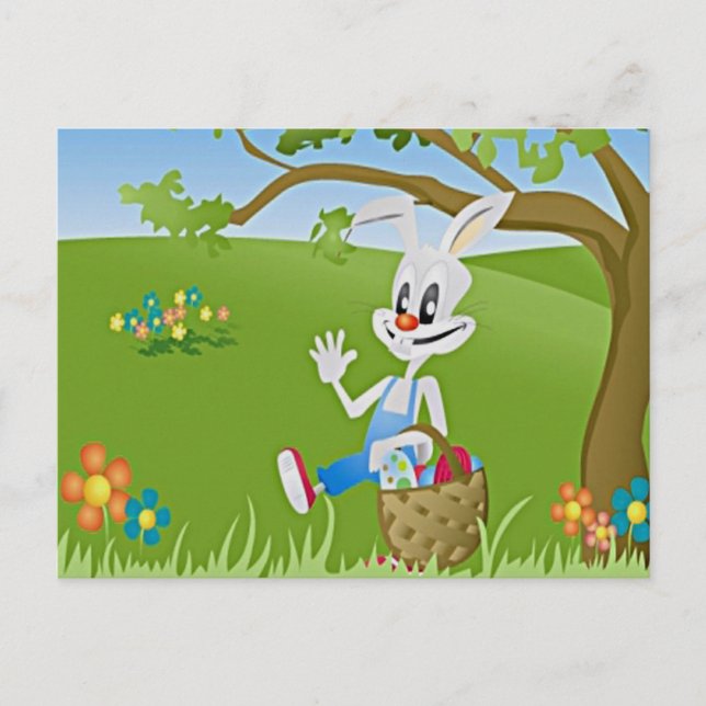 Easter Bunny with Eggs Holiday Postcard (Front)