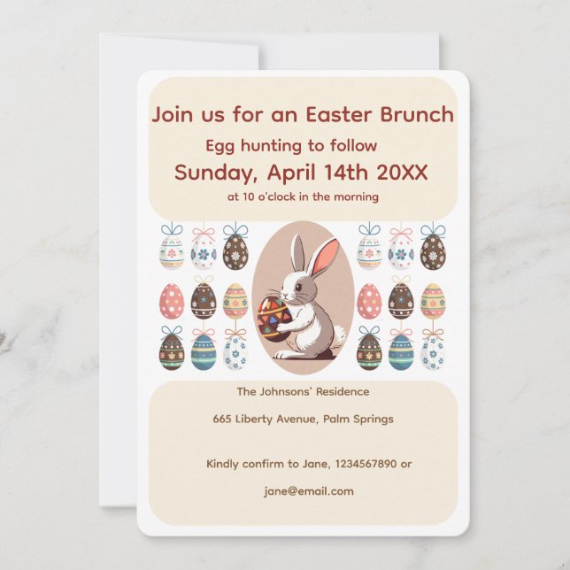 Easter Bunny with Eggs  Invitation (Front)