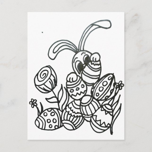 Easter bunny with eggs   postcard (Front)
