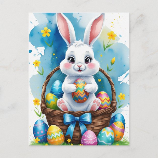 Easter Bunny with Eggs Postcard (Front)