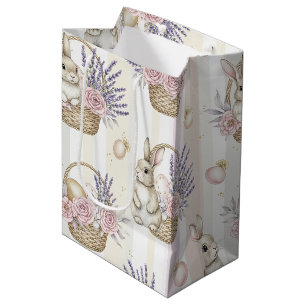 Easter Bunny with Eggs Spring Pastel Pattern (11) Medium Gift Bag