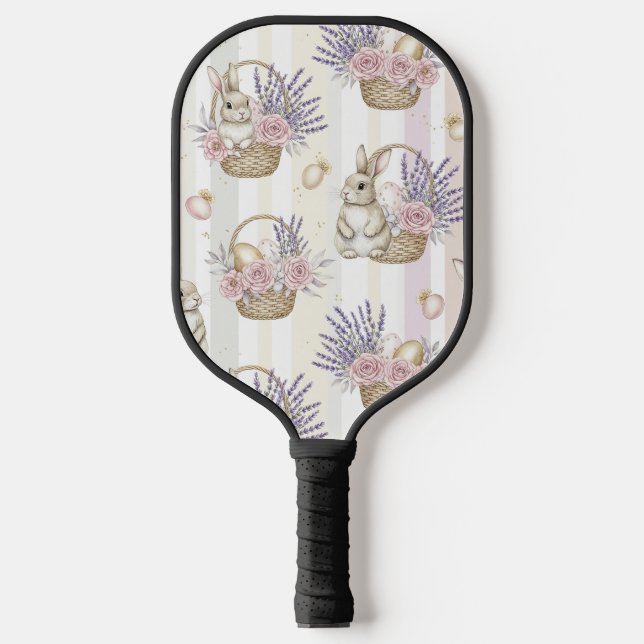 Easter Bunny with Eggs Spring Pastel Pattern (11) Pickleball Paddle (Front)