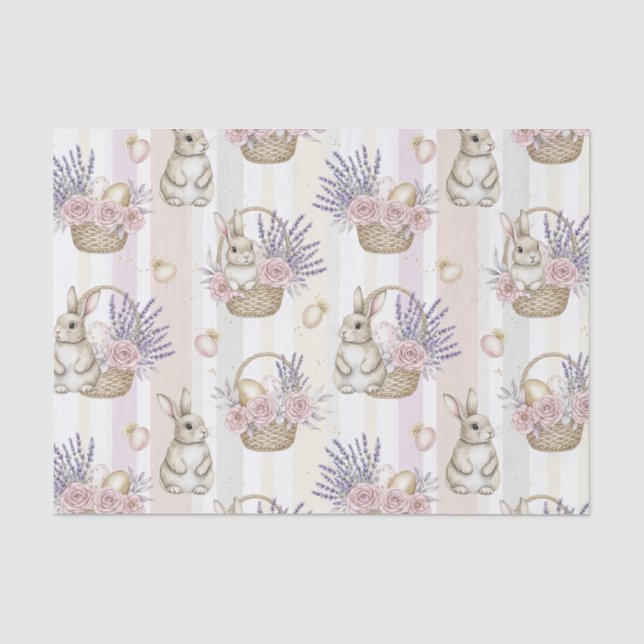 Easter Bunny with Eggs Spring Pastel Pattern (11) Tissue Paper (Front)