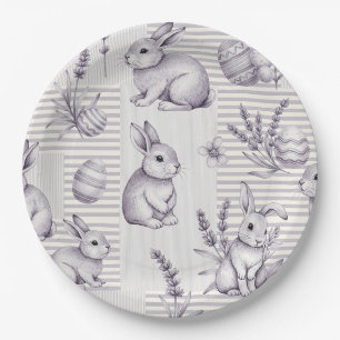Easter Bunny with Eggs Spring Pastel Pattern (12) Paper Plate