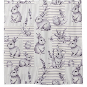 Easter Bunny with Eggs Spring Pastel Pattern (12) Shower Curtain