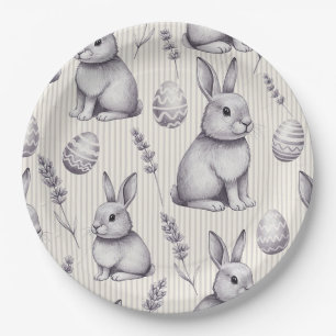 Easter Bunny with Eggs Spring Pastel Pattern (13) Paper Plate