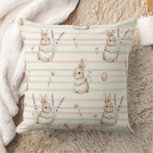 Easter Bunny with Eggs Spring Pastel Pattern (2) Cushion