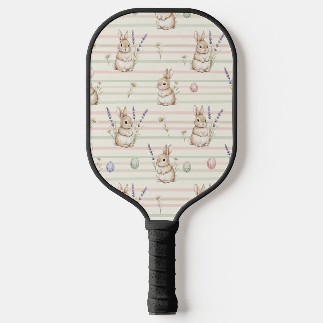 Easter Bunny with Eggs Spring Pastel Pattern (2) Pickleball Paddle (Front)