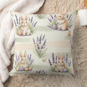 Easter Bunny with Eggs Spring Pastel Pattern (3) Cushion