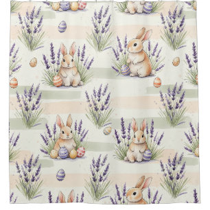 Easter Bunny with Eggs Spring Pastel Pattern (3) Shower Curtain