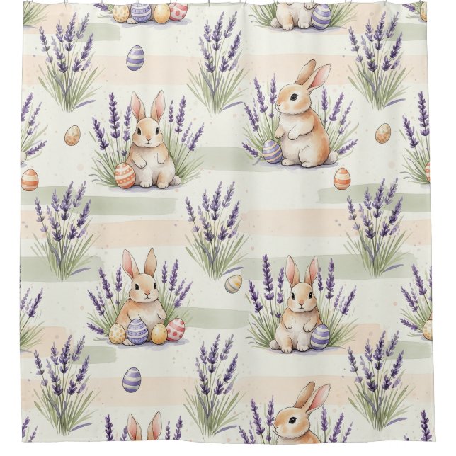 Easter Bunny with Eggs Spring Pastel Pattern (3) Shower Curtain (Front)