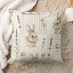 Easter Bunny with Eggs Spring Pastel Pattern (4) Cushion