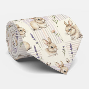 Easter Bunny with Eggs Spring Pastel Pattern (4) Tie