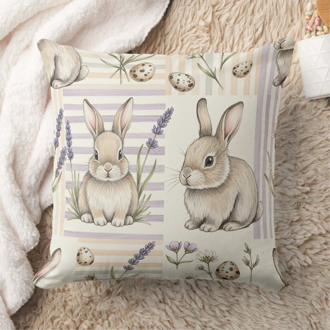 Easter Bunny with Eggs Spring Pastel Pattern (5) Cushion (Blanket)