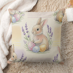 Easter Bunny with Eggs Spring Pastel Pattern (7) Cushion