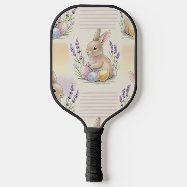 Easter Bunny with Eggs Spring Pastel Pattern (7) Pickleball Paddle (Front)