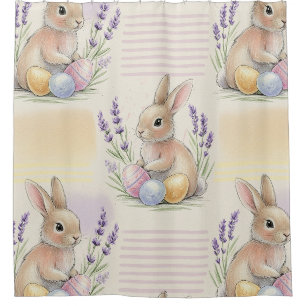 Easter Bunny with Eggs Spring Pastel Pattern (7) Shower Curtain