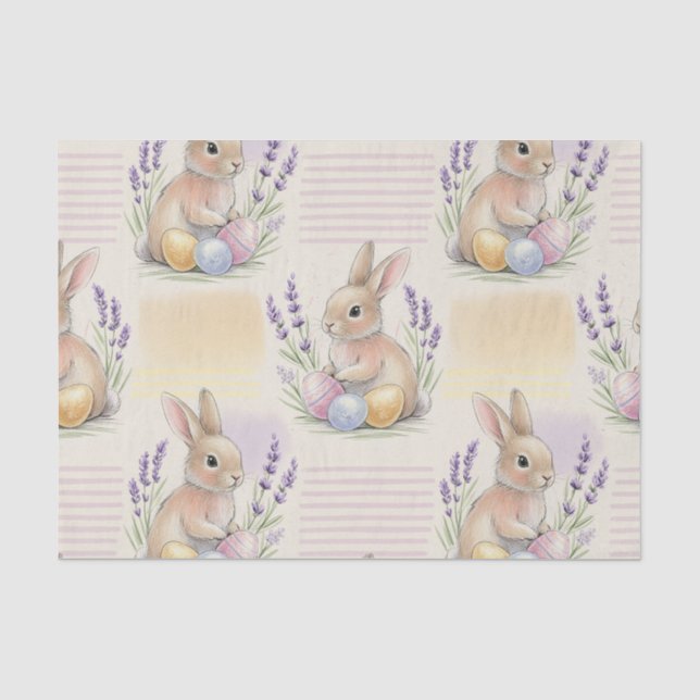 Easter Bunny with Eggs Spring Pastel Pattern (7) Tissue Paper (Front)