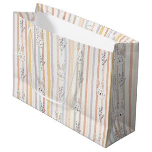 Easter Bunny with Eggs Spring Pastel Pattern (8) Large Gift Bag