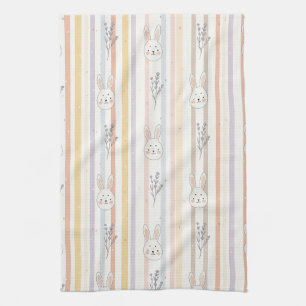 Easter Bunny with Eggs Spring Pastel Pattern (8) Tea Towel