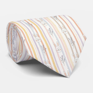 Easter Bunny with Eggs Spring Pastel Pattern (8) Tie