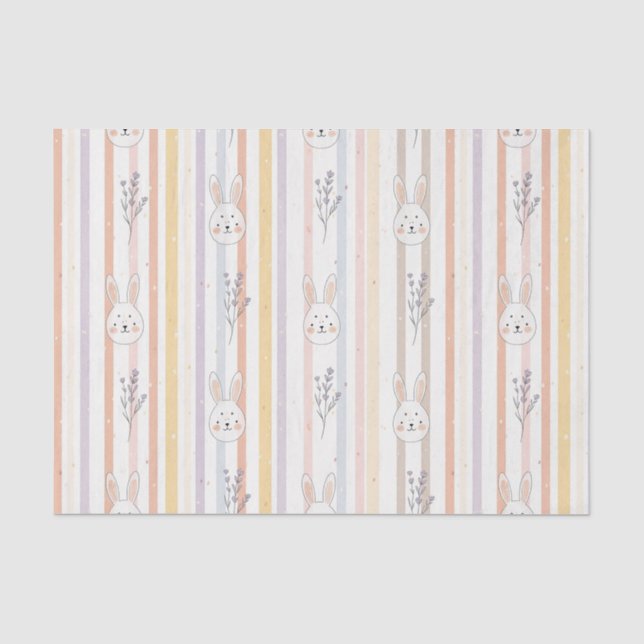 Easter Bunny with Eggs Spring Pastel Pattern (8) Tissue Paper (Front)
