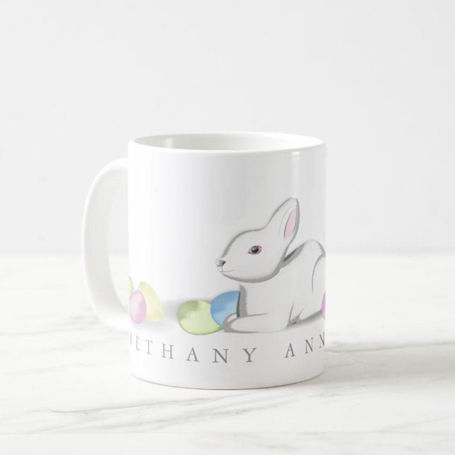 Easter Bunny with Eggs White 11 oz Classic Mug (Front Left)