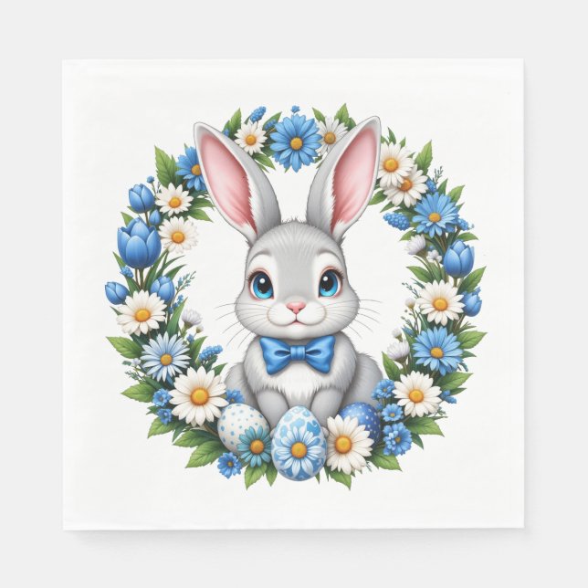 Easter Bunny With Florals  Napkin (Front)