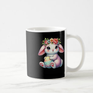 Easter Bunny With Flower Crown Girls Women Floral Coffee Mug