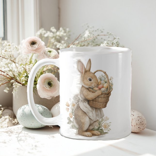Easter bunny with flowers and Easter eggs Coffee Mug (Creator Uploaded)