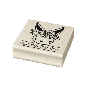 Easter Bunny with Flowers Gift Name Wood Art Stamp