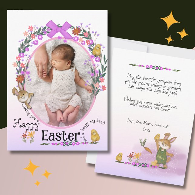 Easter bunny with flowers Photo Card ( Easter bunny with flowers Photo Card )