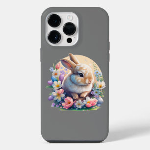 Easter Bunny with Flowers, spring Bunny easter day iPhone 14 Pro Max Case
