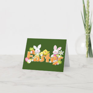 Easter bunny with funny text Greeting cards