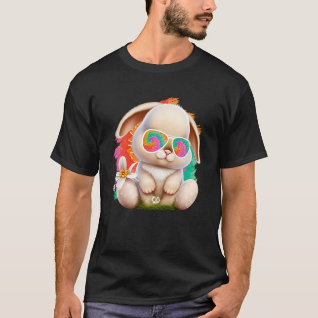 Easter Bunny with Glasses Cute bunnies Easter Pull T-Shirt (Front)