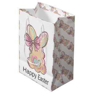 Easter Bunny with Heart and Bow Medium Gift Bag