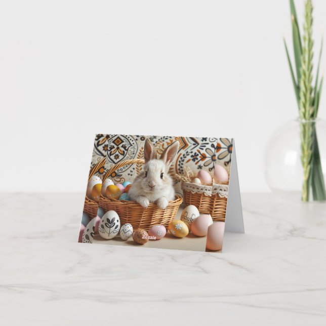 Easter bunny with his eggs. invitation (Back)