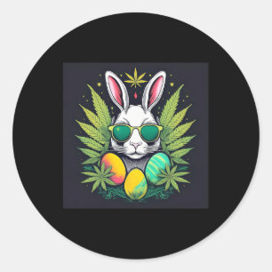 Easter Bunny With Leaves Day Classic Round Sticker