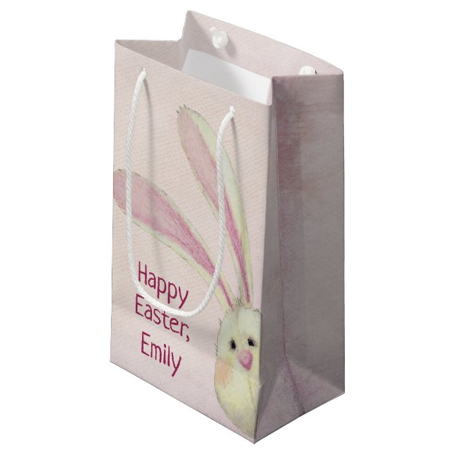 Easter Bunny with Name Small Gift Bag (Front Angled)