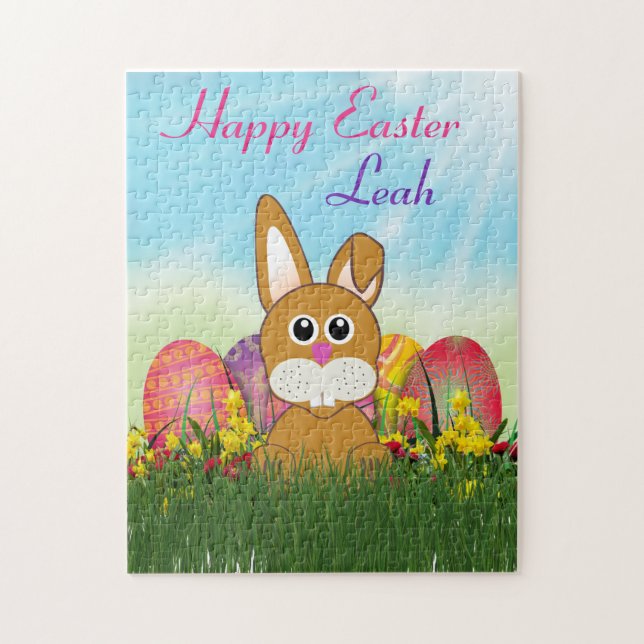 Easter Bunny with Painted Eggs / Cute Kids Jigsaw Puzzle (Vertical)