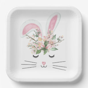 Easter Bunny with Pink Ears   Paper Plate