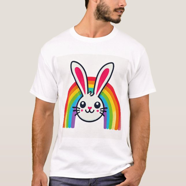 easter bunny with rainbow T-Shirt (Front)